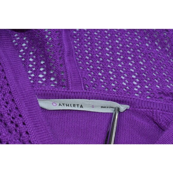 Athleta Sunscape Sweater Womens Sz S Purple Hoodie Zipper Long Sleeve Open Knit - Picture 3 of 12